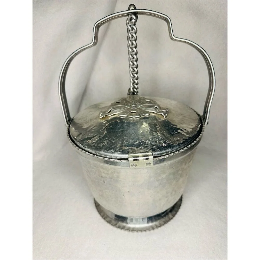 Rodney Kent‎ Hammered Aluminum Ice Bucket Mid-Century Modern Silver